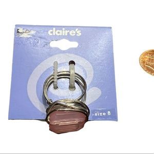 🍁3 for 25 🍁 Claire's Silver Tone Pink Wrap Ring Sz 8 NWT